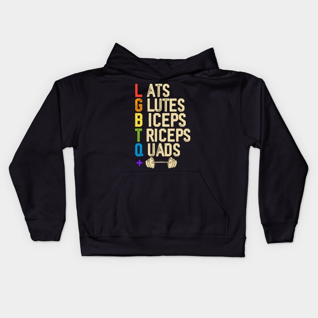 Lats Glutes Biceps Triceps Quads Lgbtq Kids Hoodie by Angelavasquez